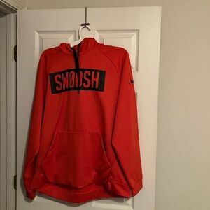 NIKE Dri-Fit Safety Orange Swoosh Hoodie Mens Size XL